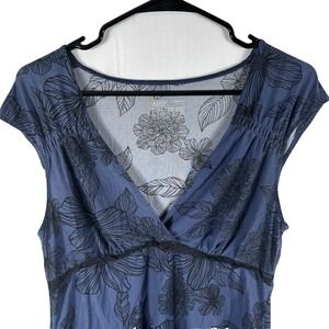 Gilligan & O'Malley Dark Blue Floral Lace Trim Sleeveless Sleep Top